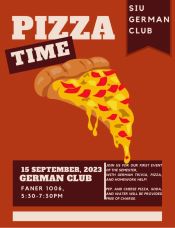 SIU german club pizza time event flyer linked to PDF